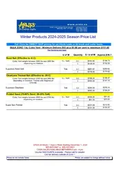 Winter Products Price Sheet